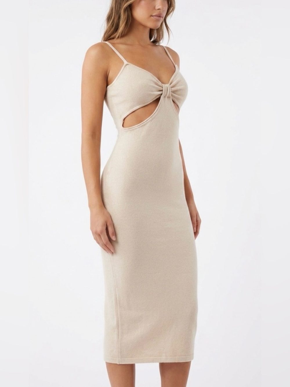 Fashion Nova Sunset Beach Midi Dress - Nude Size XS